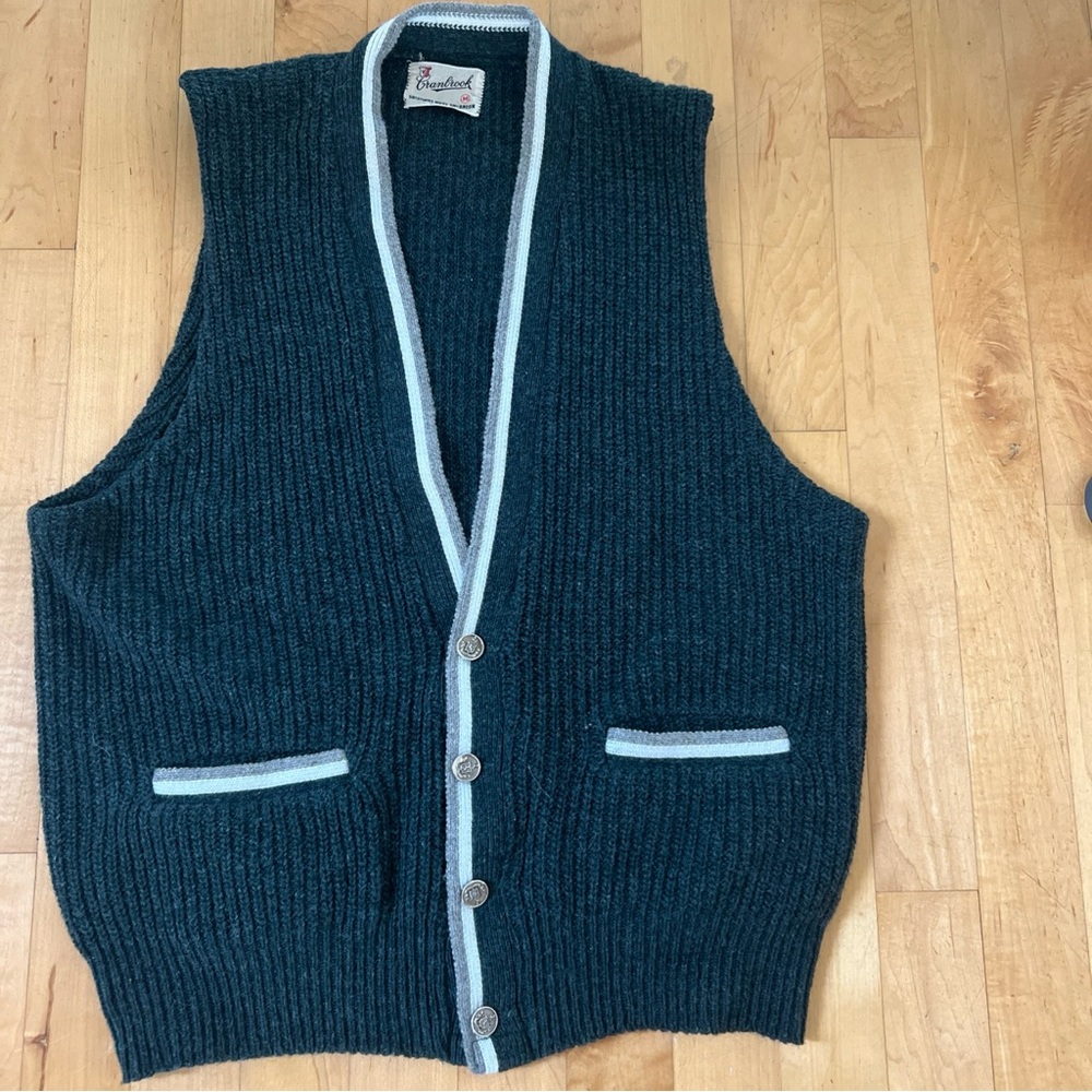 Men's V-Neck Sweater Vest - Teal by Cranbrook Grandpa Core
